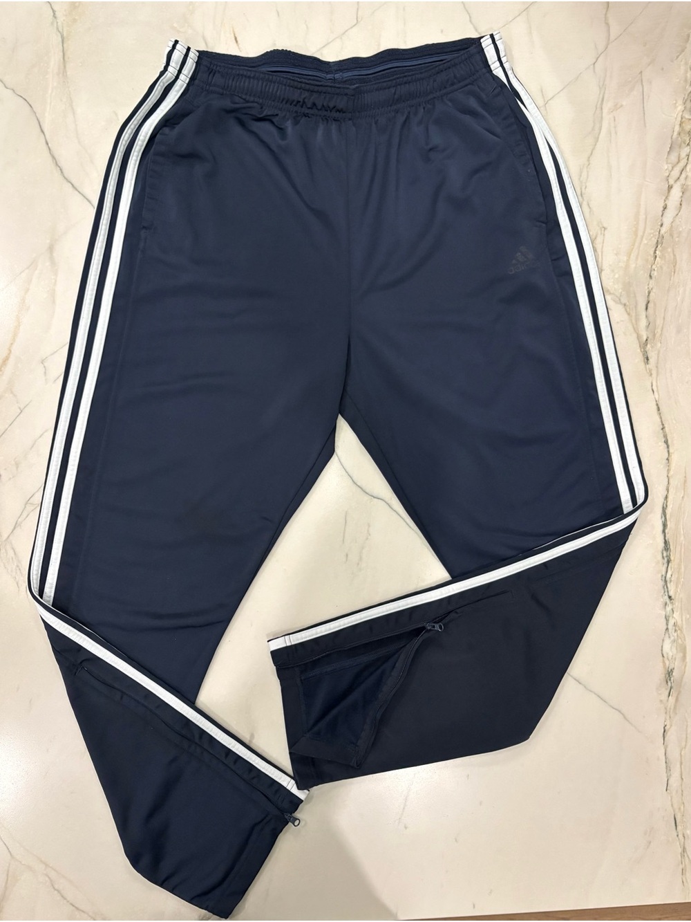 adidas Navy Track Pants with White Side Stripe